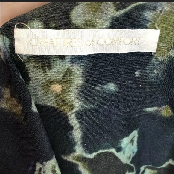 Creatures of Comfort Tie Strap Water Color Floral Dress With Pockets - Picture 3 of 13